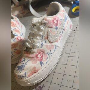 Floral Canvas Sneakers with Satin Laces